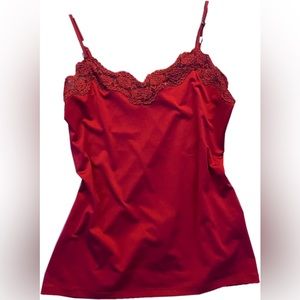 Red lace cami top